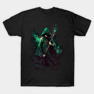 Dark Wizard in Green Robes T-Shirt